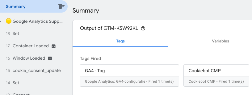 google tag manager preview actief
